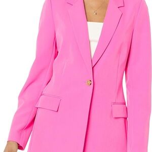 Pink Tailored Blazer with Notched Lapels and Structured Shoulders